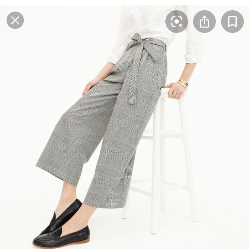 J. Crew Pleated Wide leg Paperbag pants in 0